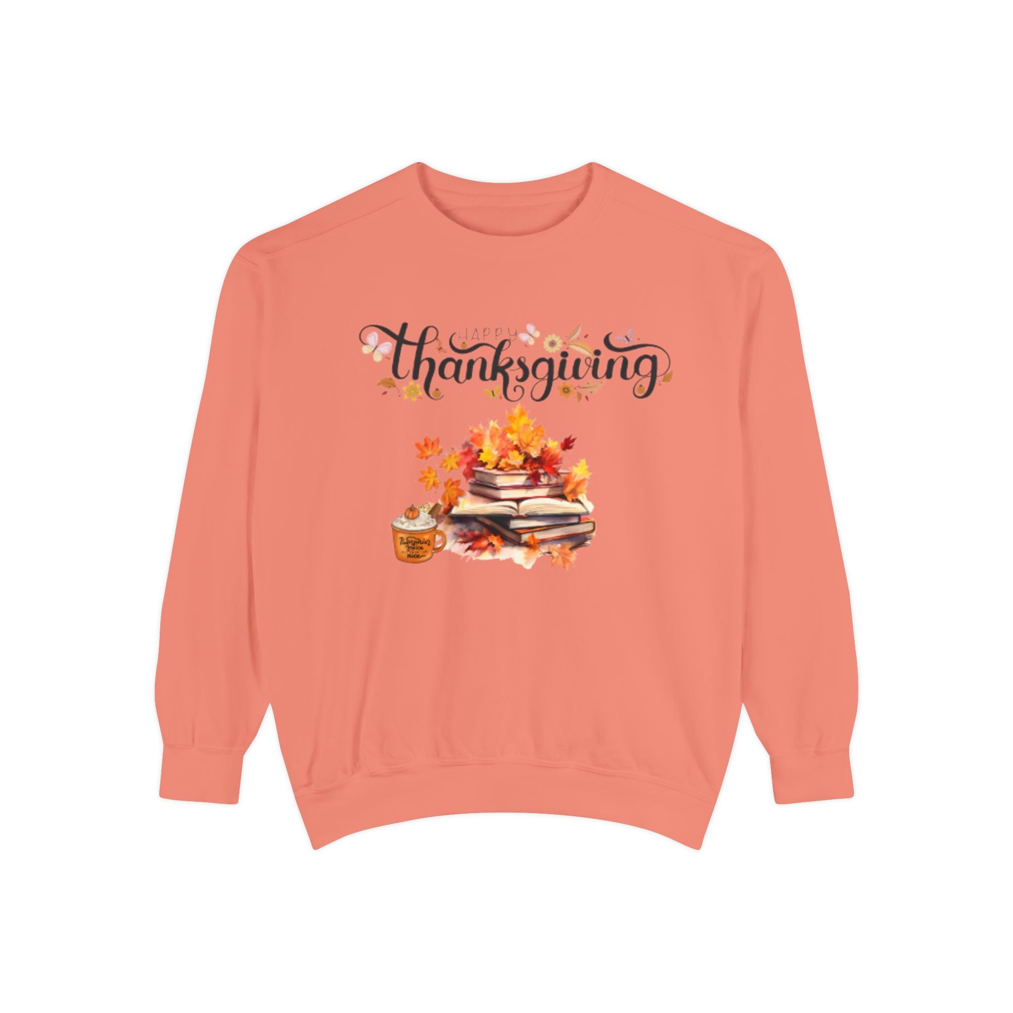Thanksgiving Cozy Sweatshirt — Autumn Leaves & Pumpkin Pie Graphic
