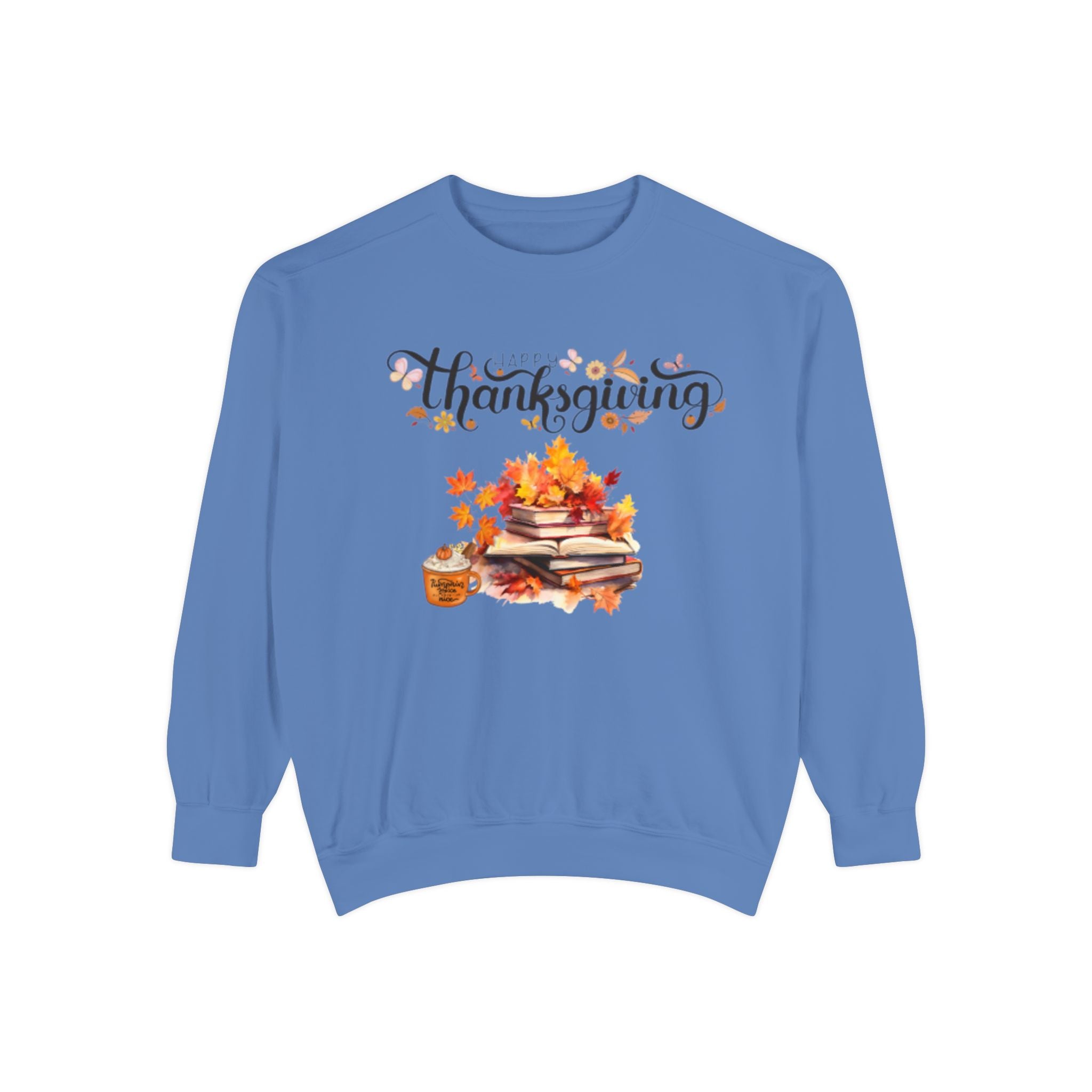 Thanksgiving Cozy Sweatshirt — Autumn Leaves & Pumpkin Pie Graphic