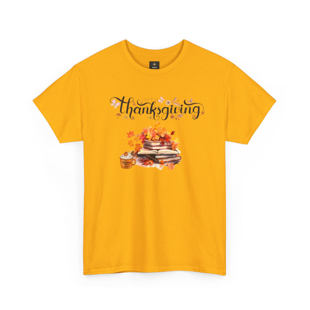 Thanksgiving Graphic Tee — Autumn Leaves, Pie & Harvest Stack Shirt