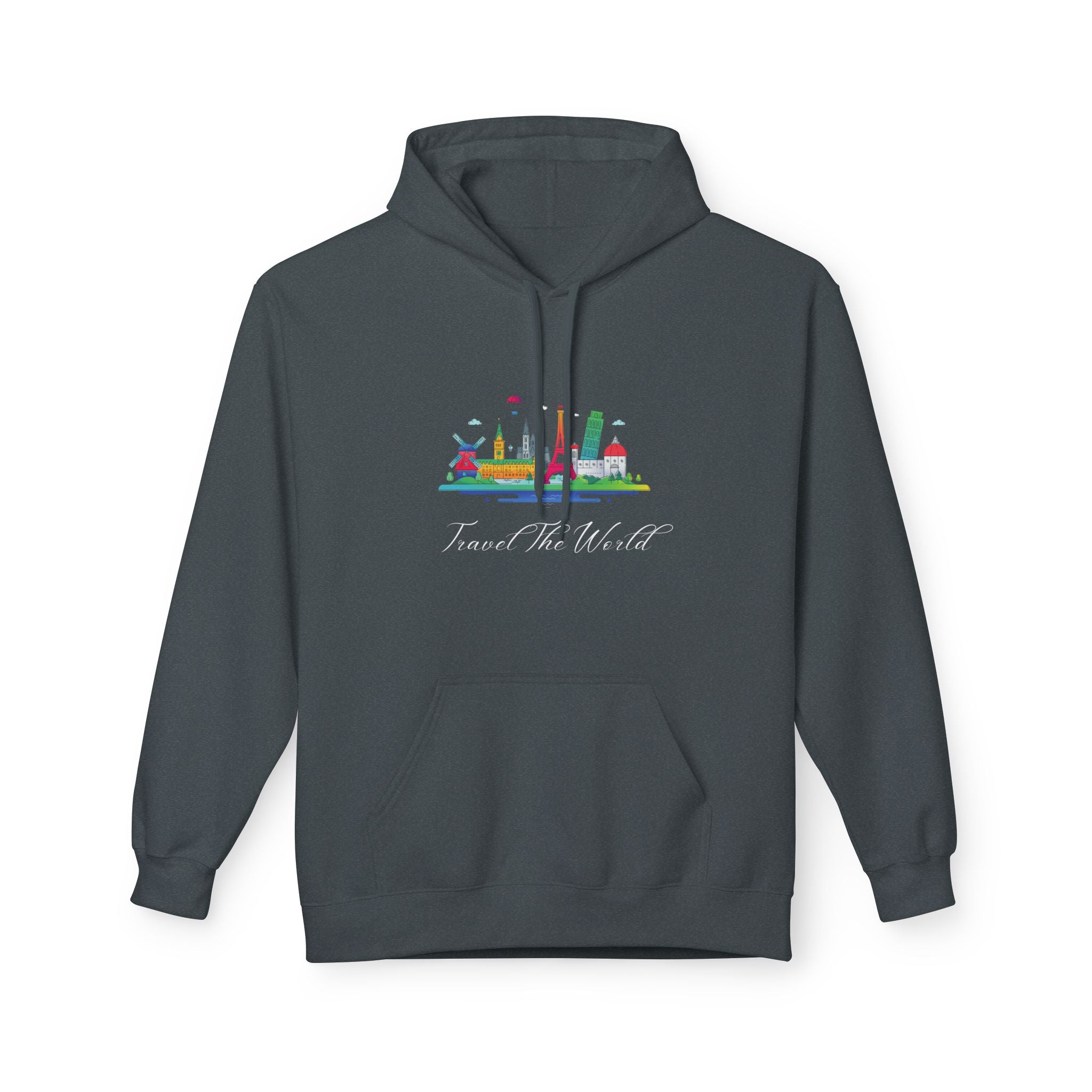 Travel The World Hoodie — Colorful Skyline Travel Pullover