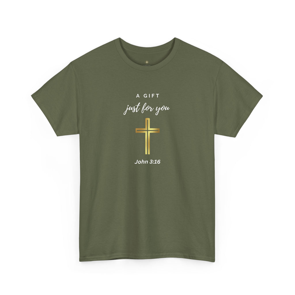 Christian Inspirational Unisex Heavy Cotton Tee - 'A Gift Just for You' - John 3:16