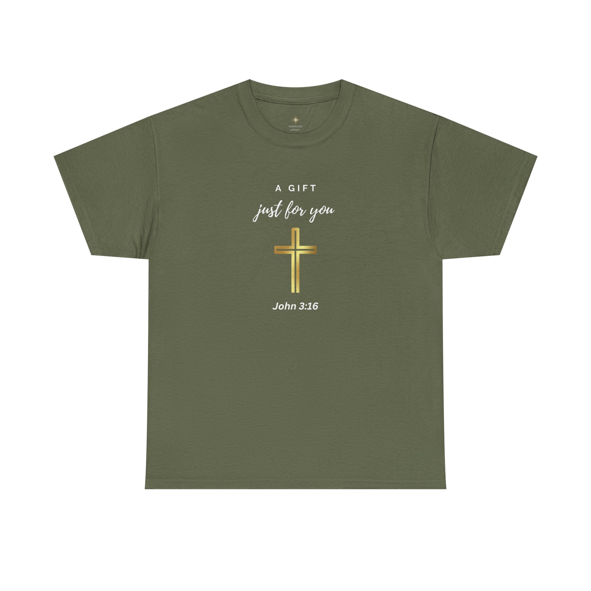 Christian Inspirational Unisex Heavy Cotton Tee - 'A Gift Just for You' - John 3:16