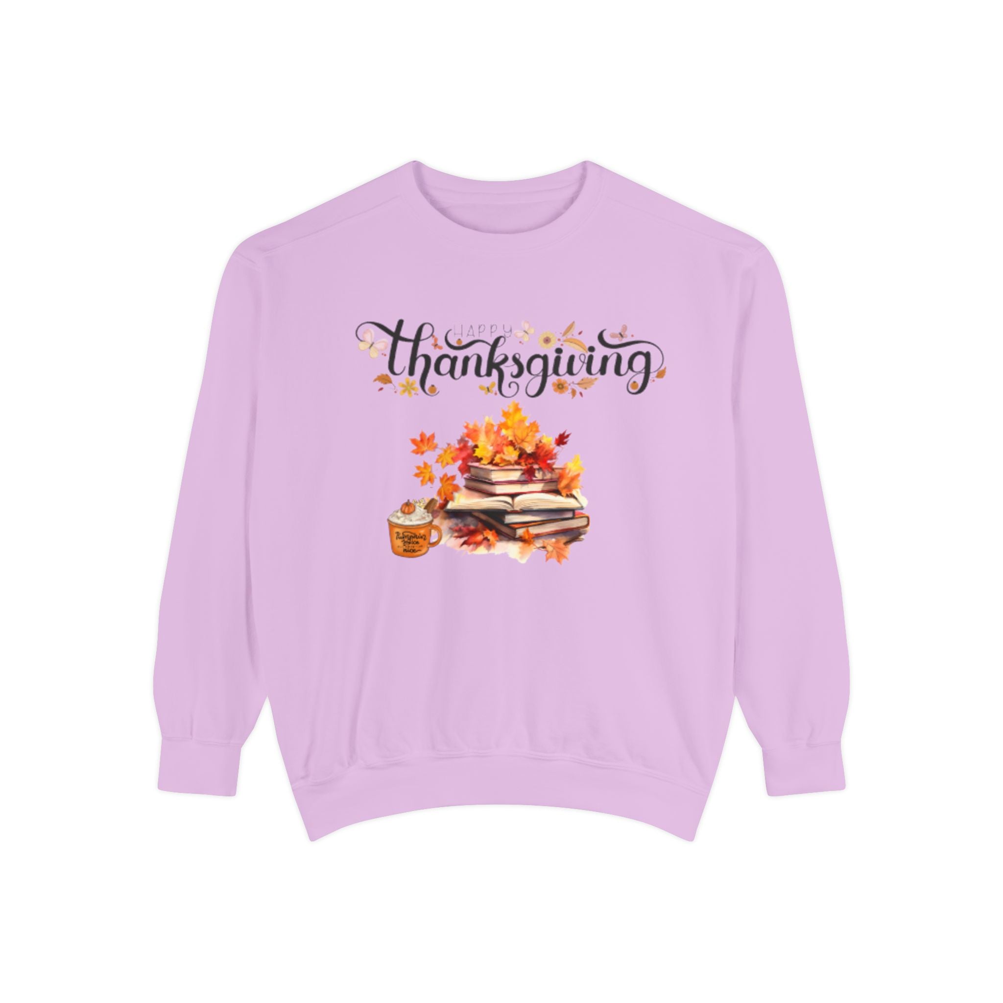 Thanksgiving Cozy Sweatshirt — Autumn Leaves & Pumpkin Pie Graphic