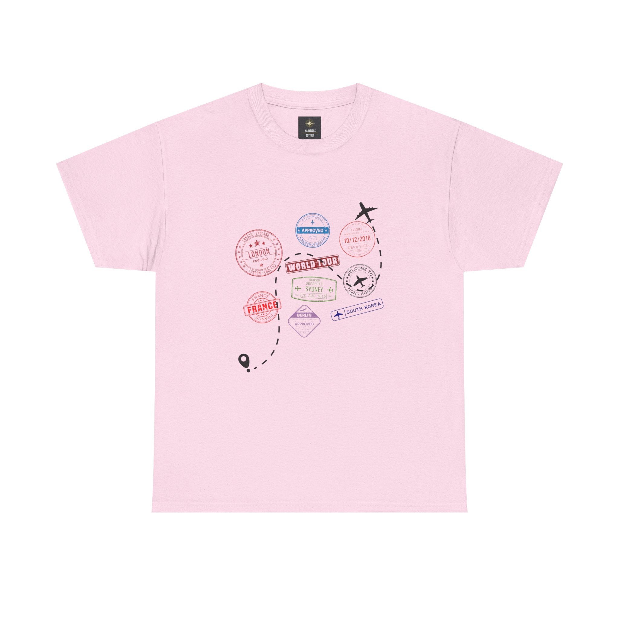 Passport Stamp Travel T‑Shirt — Vintage Wanderlust Tee for Travelers