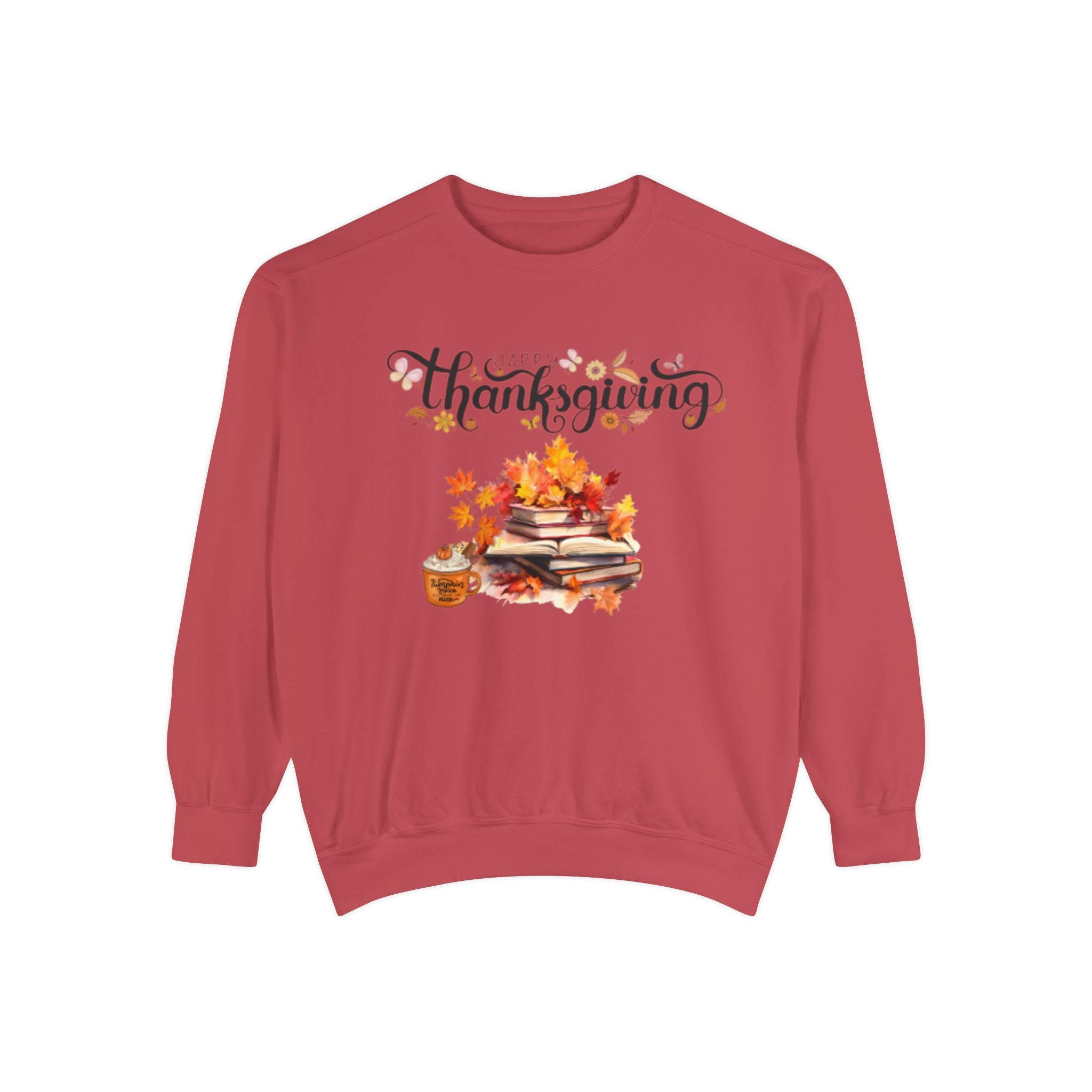 Thanksgiving Cozy Sweatshirt — Autumn Leaves & Pumpkin Pie Graphic