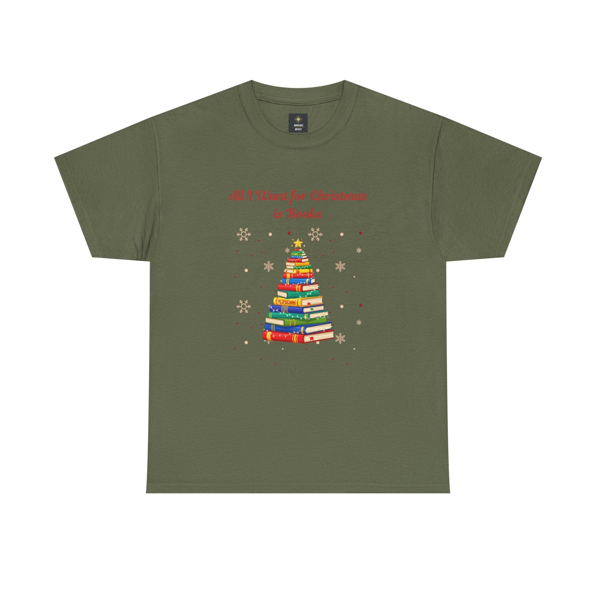 Books Christmas T-Shirt — "All I Want for Christmas is Books" Holiday Tee