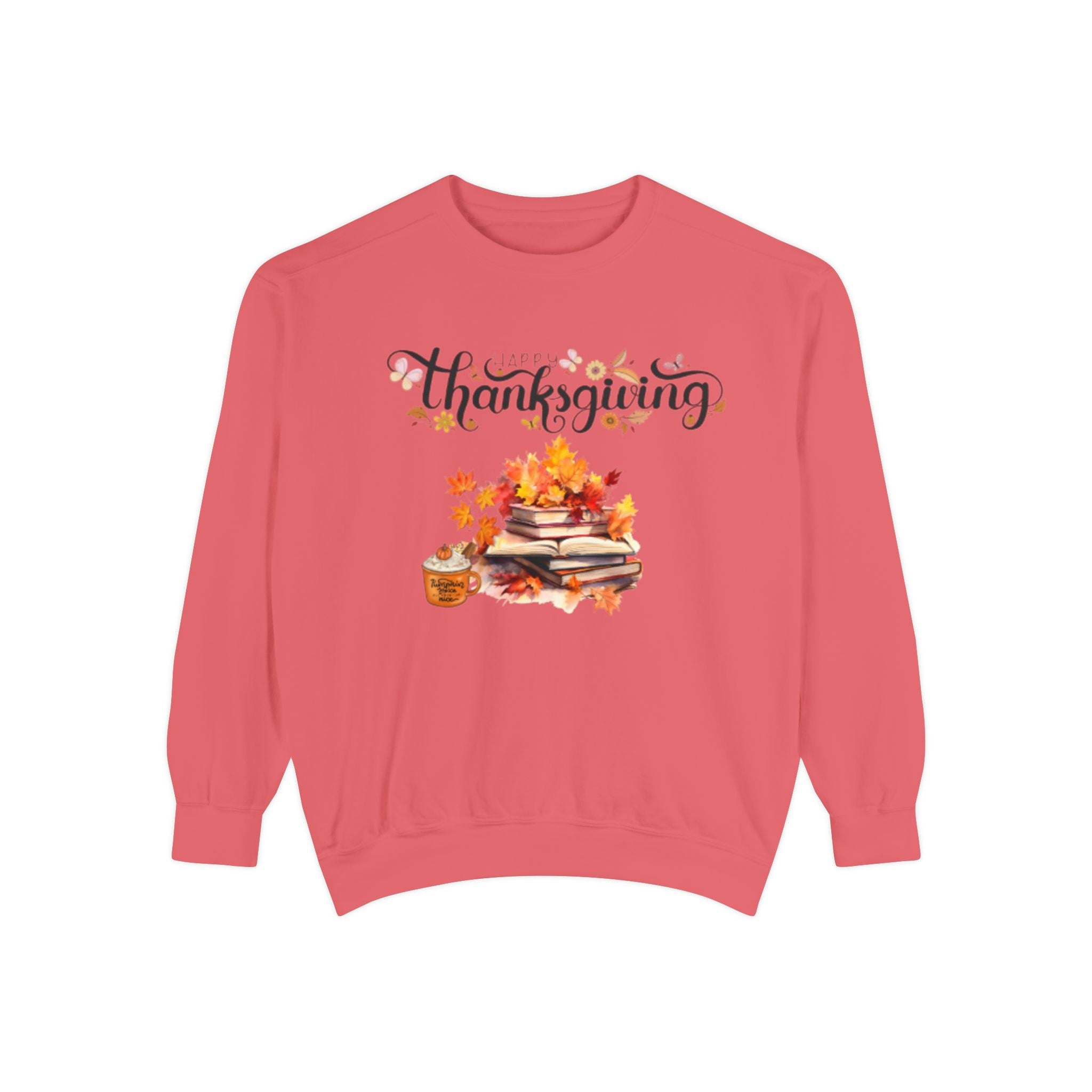 Thanksgiving Cozy Sweatshirt — Autumn Leaves & Pumpkin Pie Graphic