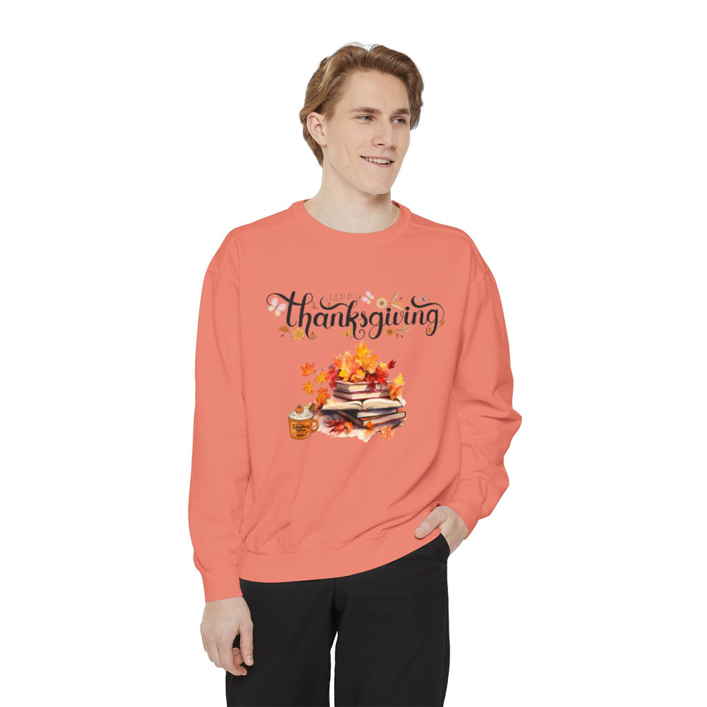 Thanksgiving Cozy Sweatshirt — Autumn Leaves & Pumpkin Pie Graphic