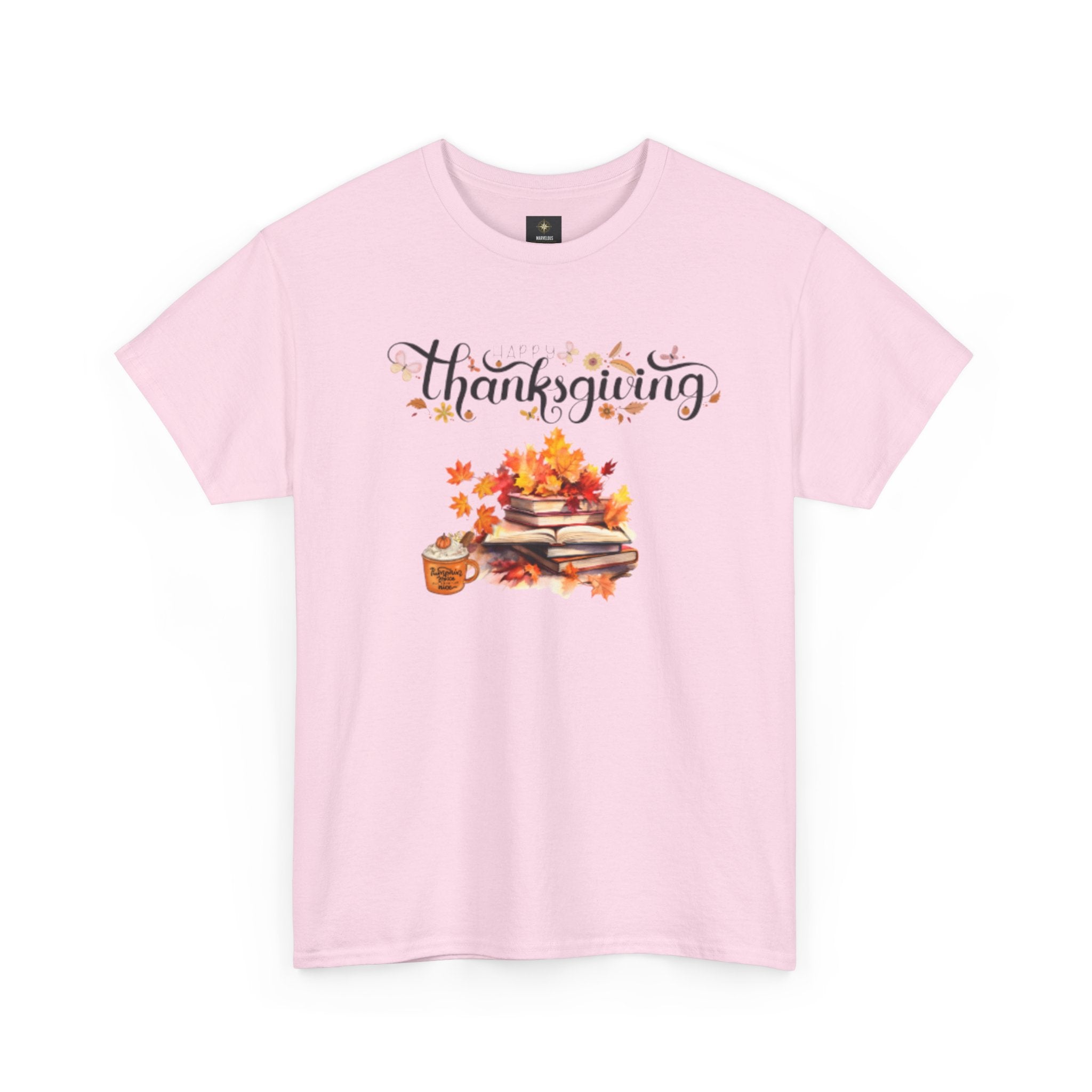 Thanksgiving Graphic Tee — Autumn Leaves, Pie & Harvest Stack Shirt