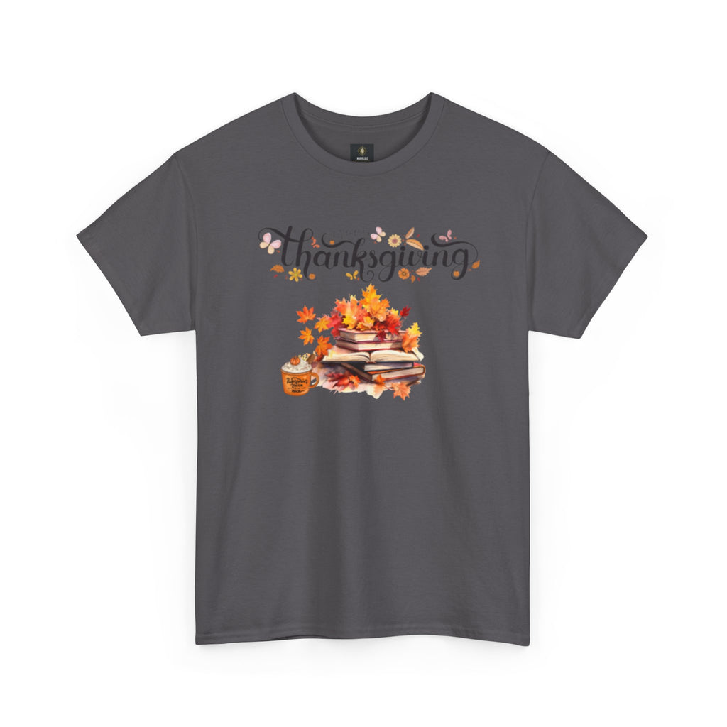 Thanksgiving Graphic Tee — Autumn Leaves, Pie & Harvest Stack Shirt