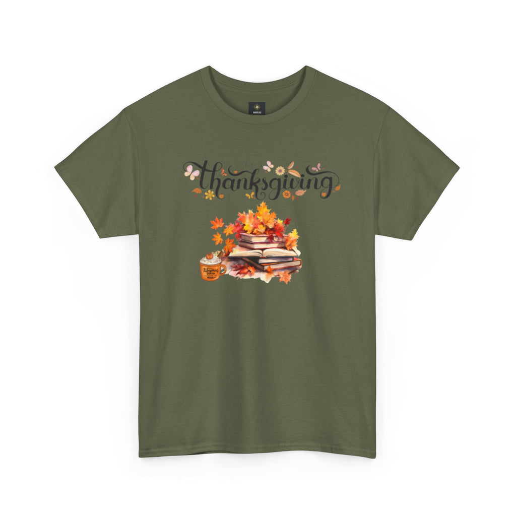 Thanksgiving Graphic Tee — Autumn Leaves, Pie & Harvest Stack Shirt