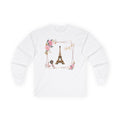 Paris Eiffel Tower Floral Long Sleeve Tee — Bonjour Script Design