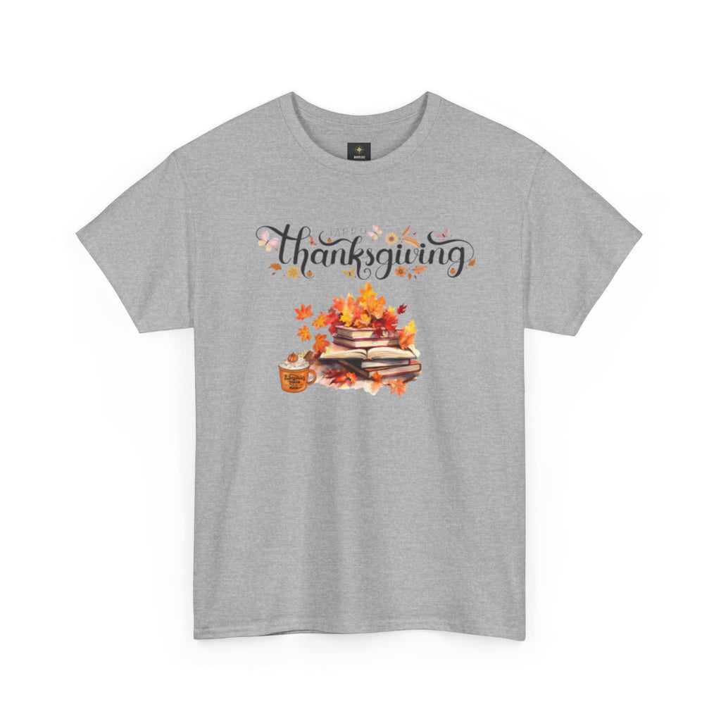 Thanksgiving Graphic Tee — Autumn Leaves, Pie & Harvest Stack Shirt