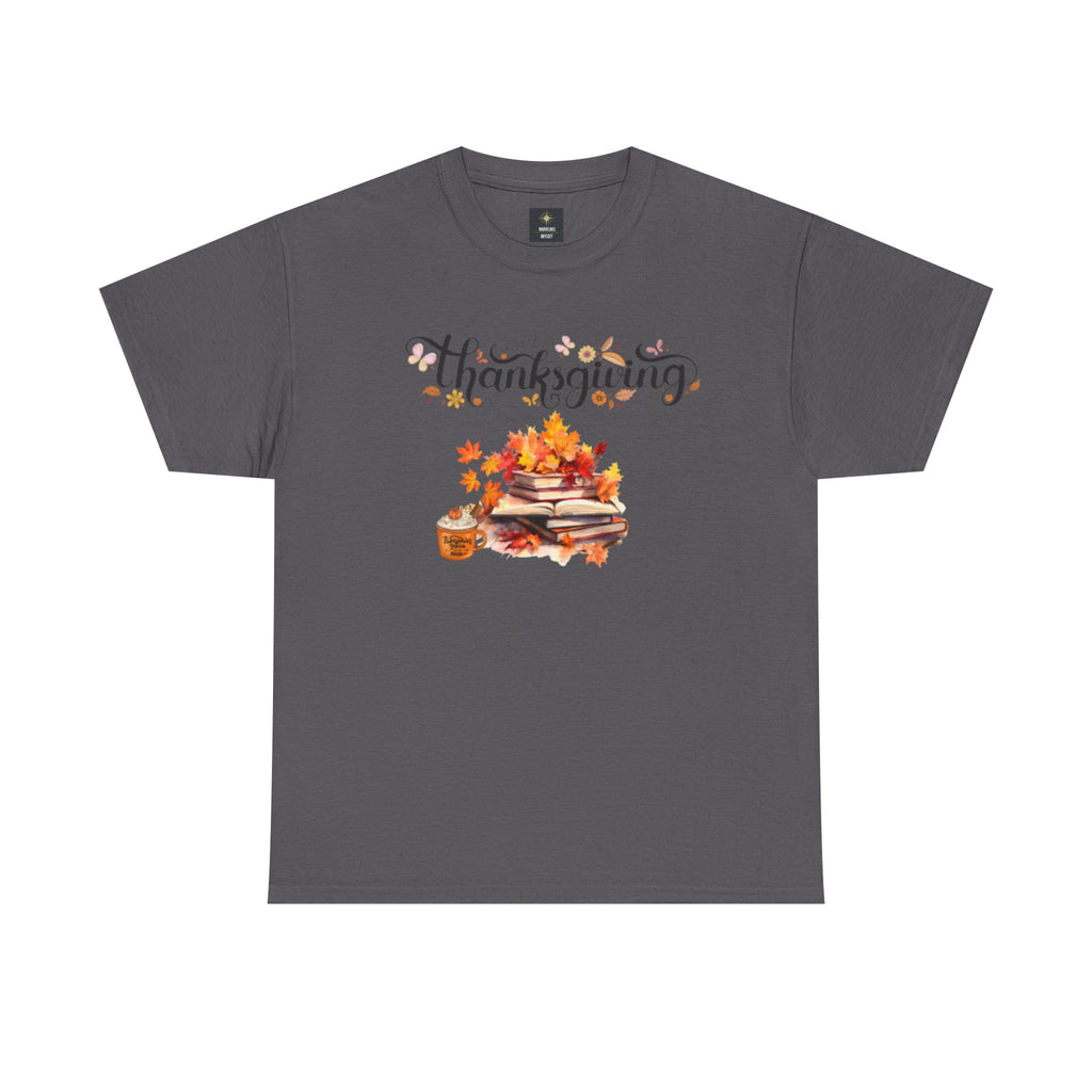 Thanksgiving Graphic Tee — Autumn Leaves, Pie & Harvest Stack Shirt
