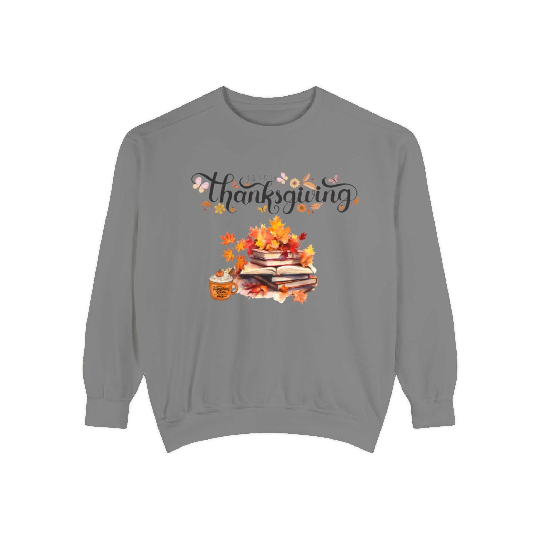 Thanksgiving Cozy Sweatshirt — Autumn Leaves & Pumpkin Pie Graphic