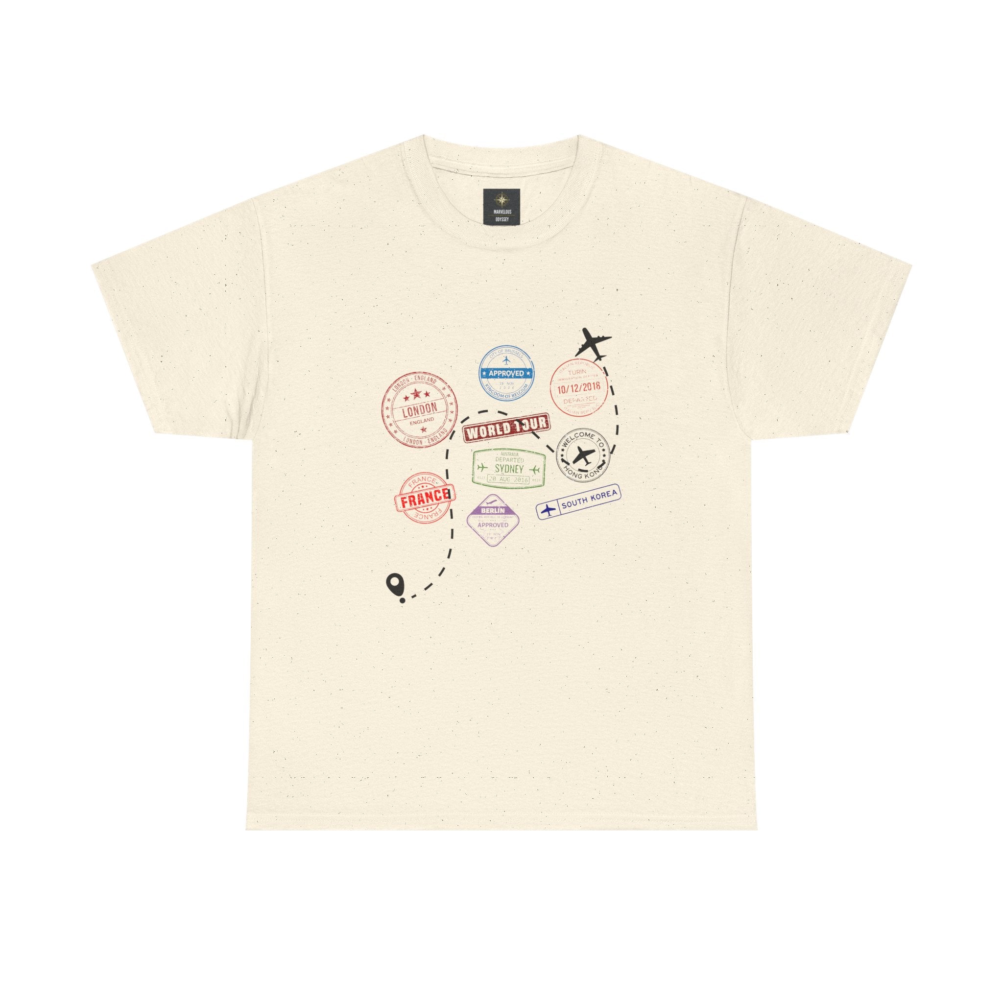 Passport Stamp Travel T‑Shirt — Vintage Wanderlust Tee for Travelers