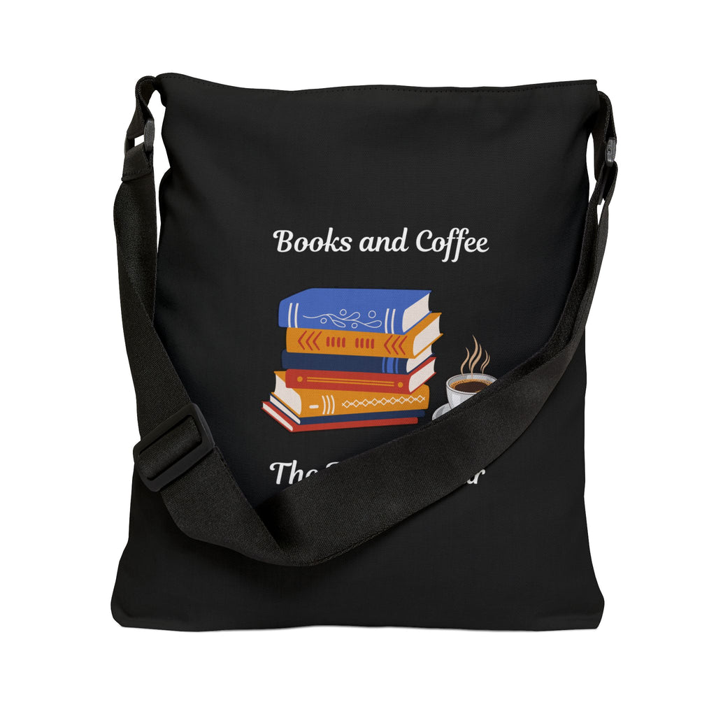 Books and Coffee Adjustable Tote Bag — "Books and Coffee: The Perfect Pair"