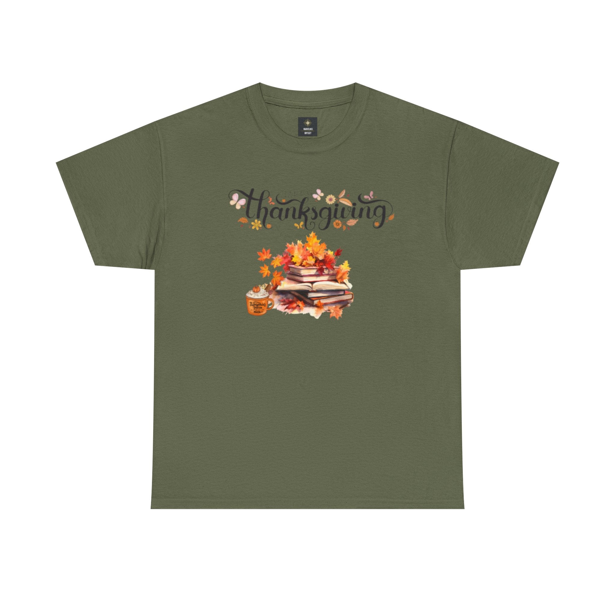 Thanksgiving Graphic Tee — Autumn Leaves, Pie & Harvest Stack Shirt