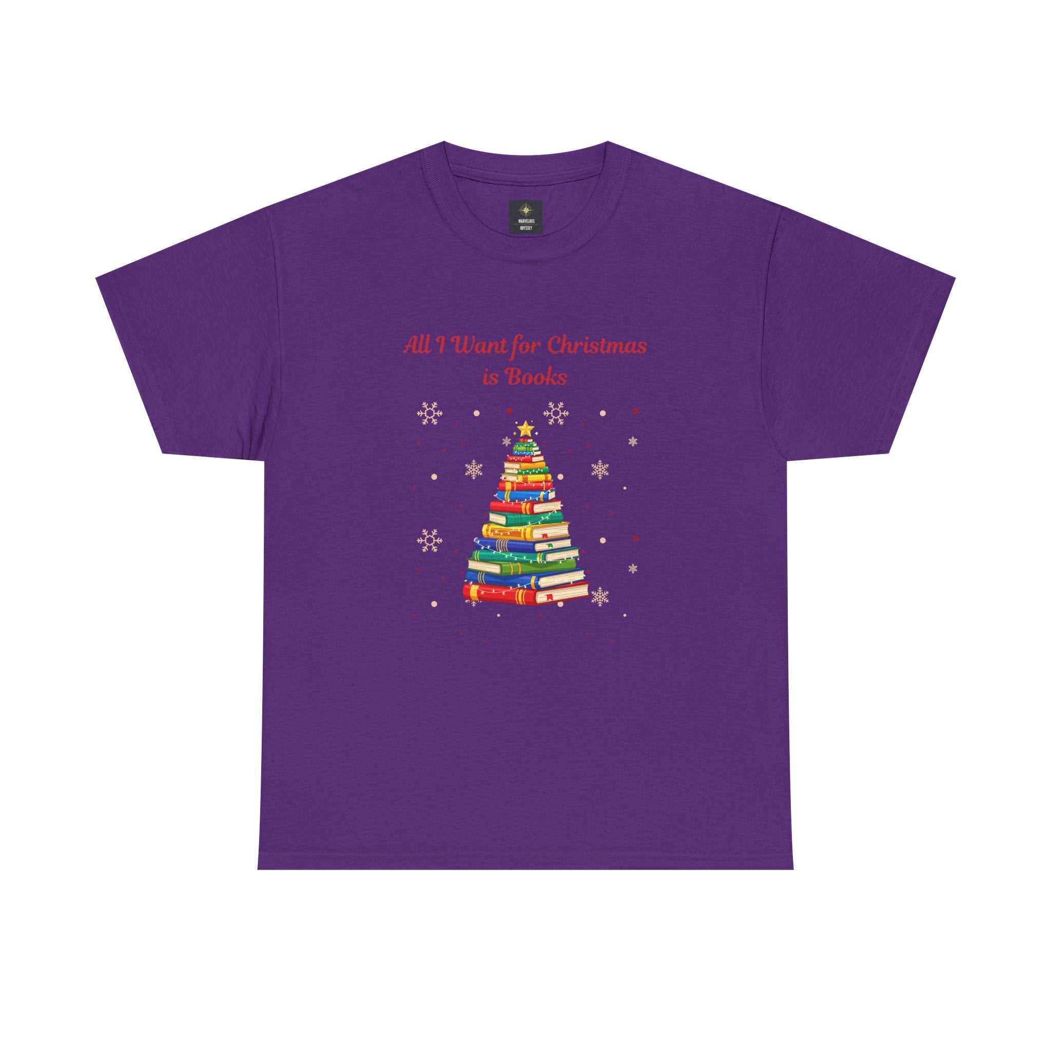 Books Christmas T-Shirt — "All I Want for Christmas is Books" Holiday Tee