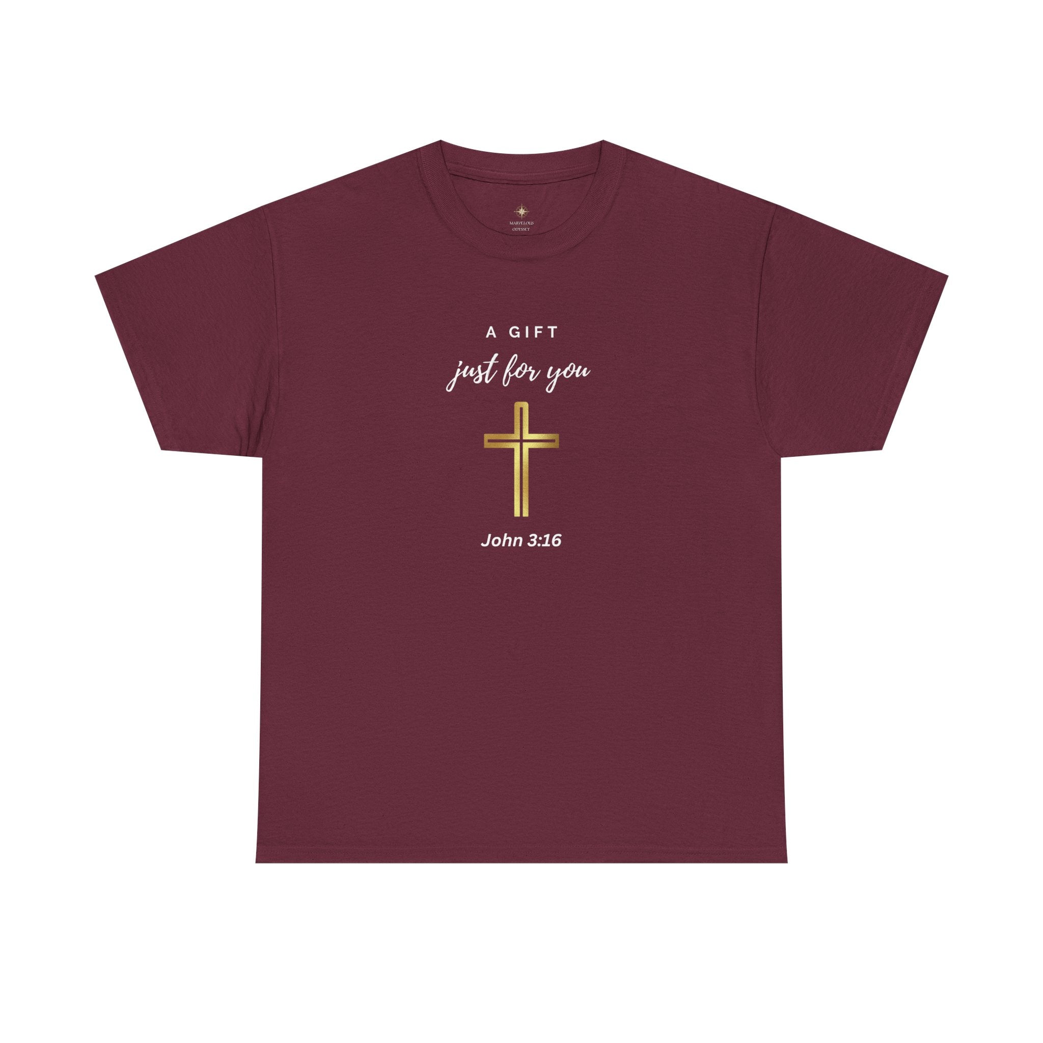Christian Inspirational Unisex Heavy Cotton Tee - 'A Gift Just for You' - John 3:16