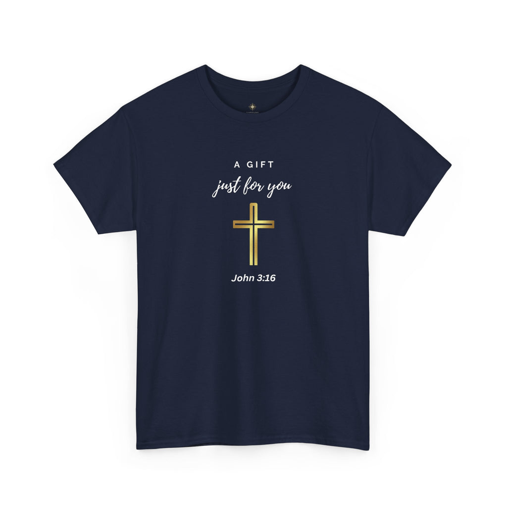 Christian Inspirational Unisex Heavy Cotton Tee - 'A Gift Just for You' - John 3:16