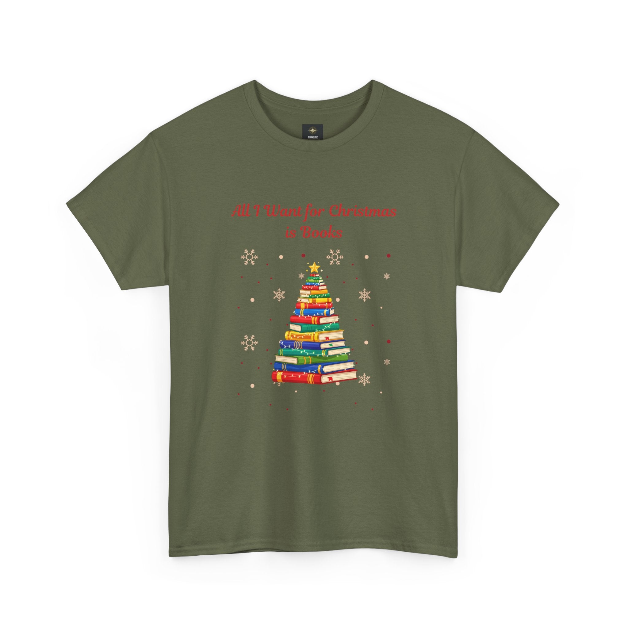 Books Christmas T-Shirt — "All I Want for Christmas is Books" Holiday Tee
