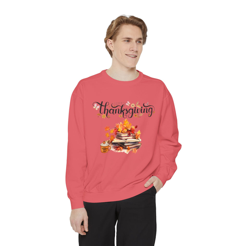 Thanksgiving Cozy Sweatshirt — Autumn Leaves & Pumpkin Pie Graphic