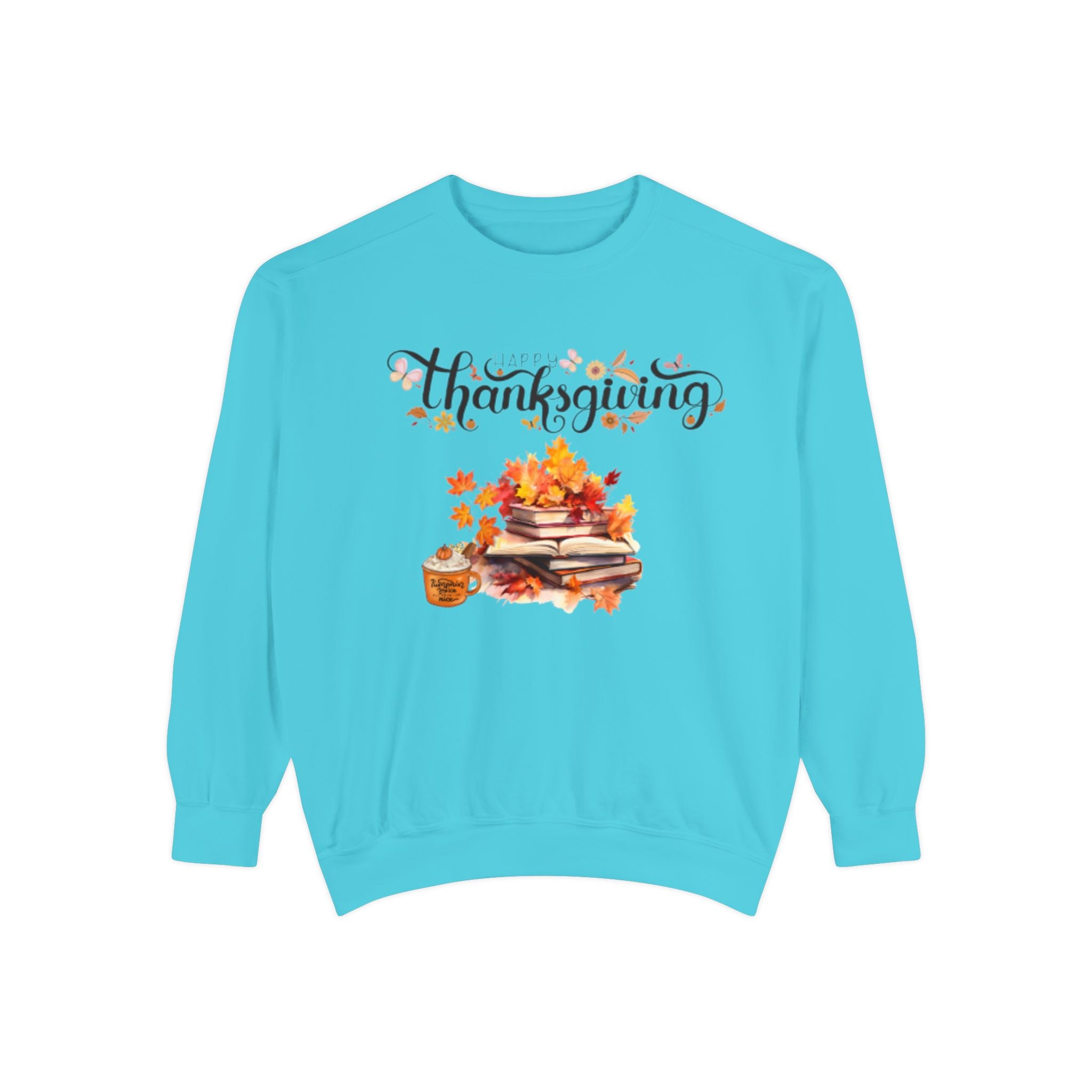 Thanksgiving Cozy Sweatshirt — Autumn Leaves & Pumpkin Pie Graphic