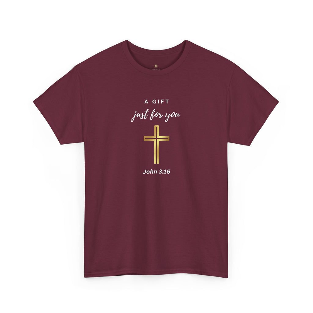 Christian Inspirational Unisex Heavy Cotton Tee - 'A Gift Just for You' - John 3:16